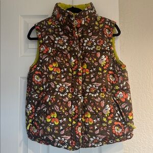 Boden Brown Floral Puffer Vest
